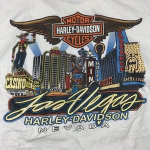 Harley Davidson Las Vegas Nevada 2010 Shirt Size Medium White Tee Strip Rare